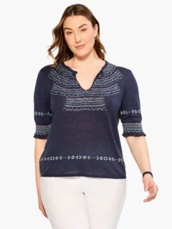 Intarsia Stitches Sweater INDIGO MULTI