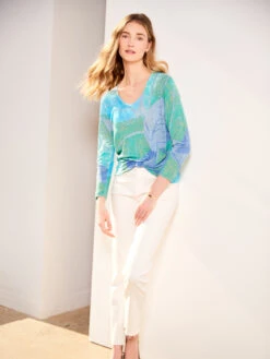 Full Bloom Sweater BLUE MULTI -Apparel Sale Shop M231144BLTPRODUCT 06