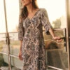 Flowing Ferns Dress NEUTRAL MULTI