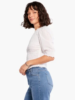 Cotton Lawn Smocked Top PAPER WHITE -Apparel Sale Shop M231600PWHPRODUCT 02