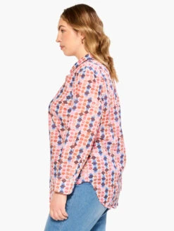 Geo Dots Boyfriend Shirt PINK MULTI -Apparel Sale Shop M231621WPKMPRODUCT 02