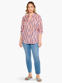 Geo Dots Boyfriend Shirt PINK MULTI -Apparel Sale Shop M231621WPKMPRODUCT 04