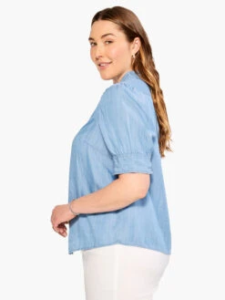 Femme Sleeve Denim Shirt MINERAL -Apparel Sale Shop M231622WMNRPRODUCT 02