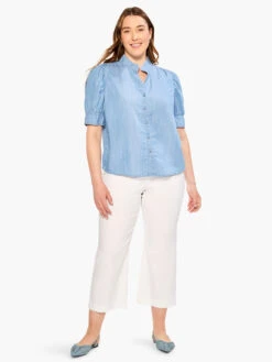 Femme Sleeve Denim Shirt MINERAL -Apparel Sale Shop M231622WMNRPRODUCT 04