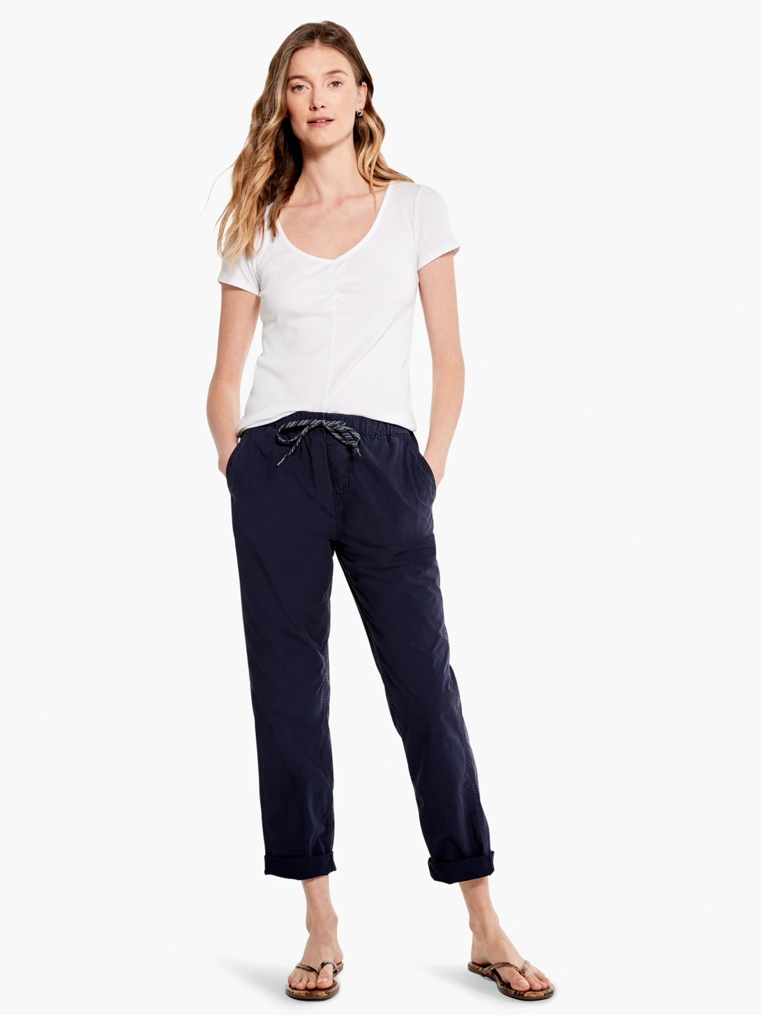 Cotton Poplin Relaxed Ankle Pant DARK INDIGO 4 Cotton Poplin Relaxed Ankle Pant DARK INDIGO - Image 2