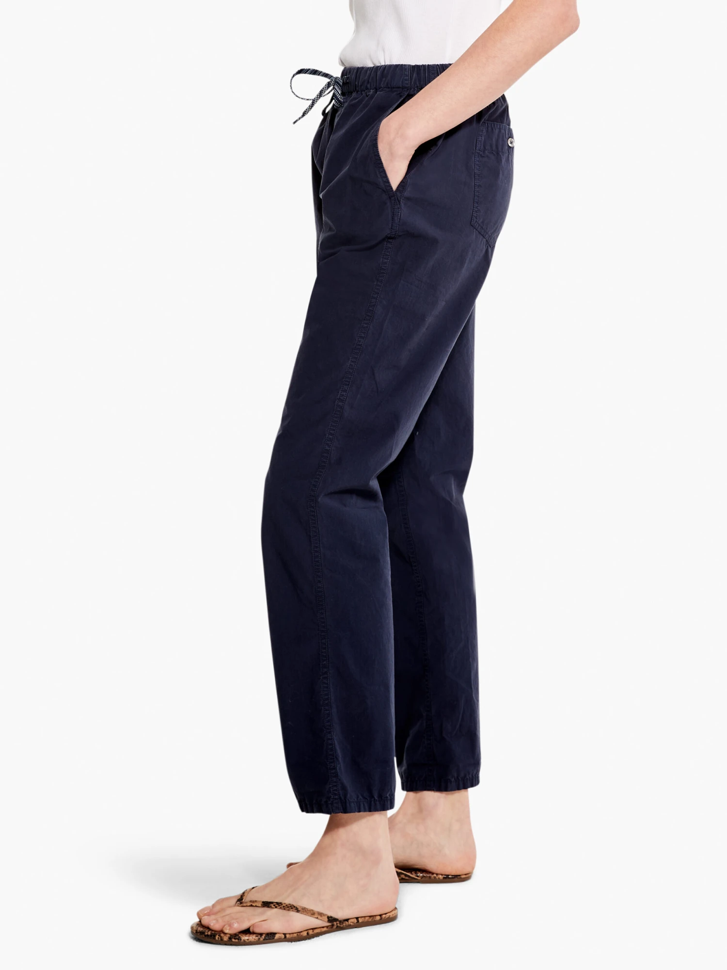 Cotton Poplin Relaxed Ankle Pant DARK INDIGO 5 Cotton Poplin Relaxed Ankle Pant DARK INDIGO - Image 3
