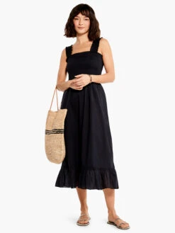 Cotton Lawn Smocked Dress BLACK ONYX