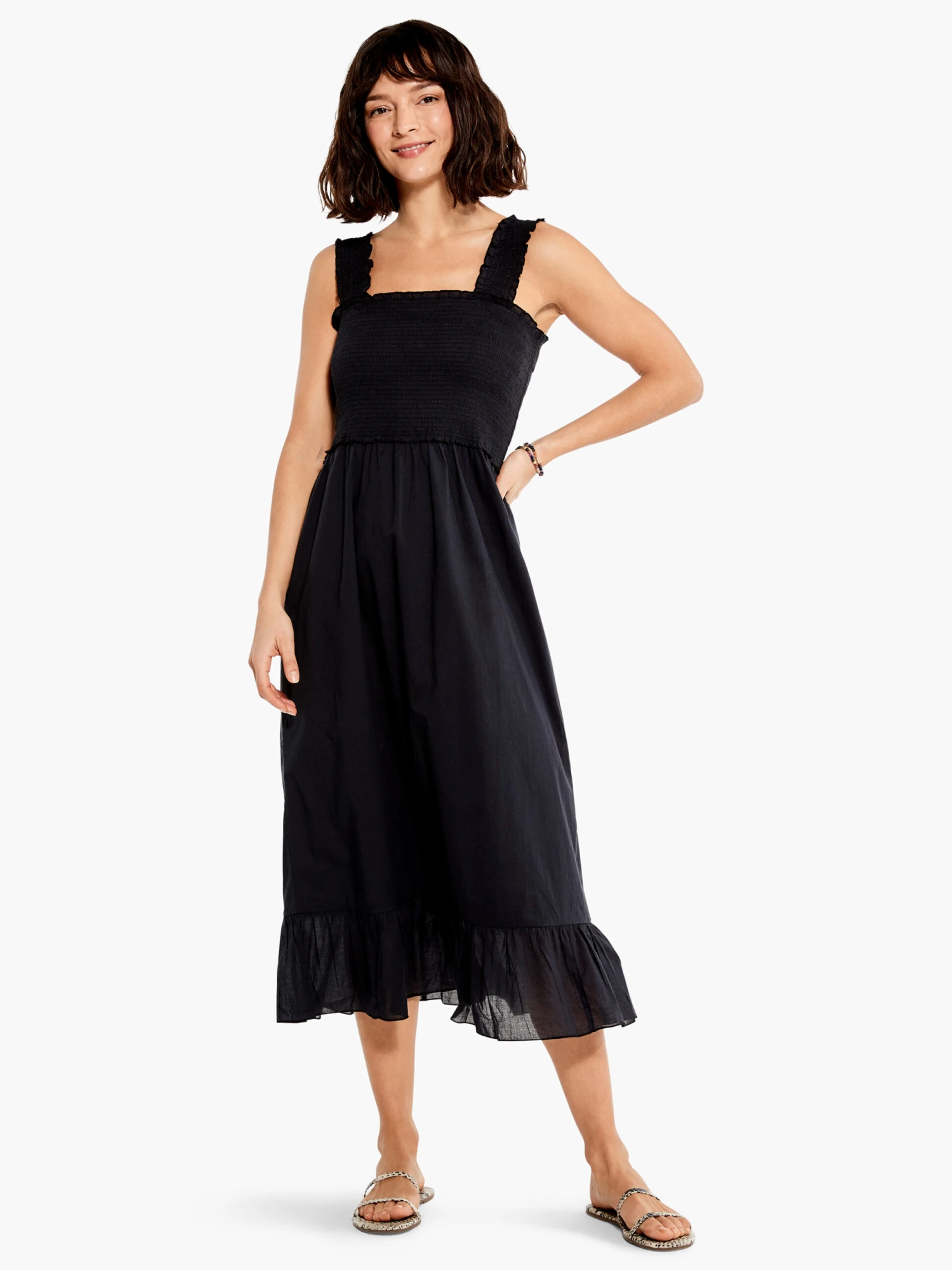 Cotton Lawn Smocked Dress BLACK ONYX 6 Cotton Lawn Smocked Dress BLACK ONYX - Image 4