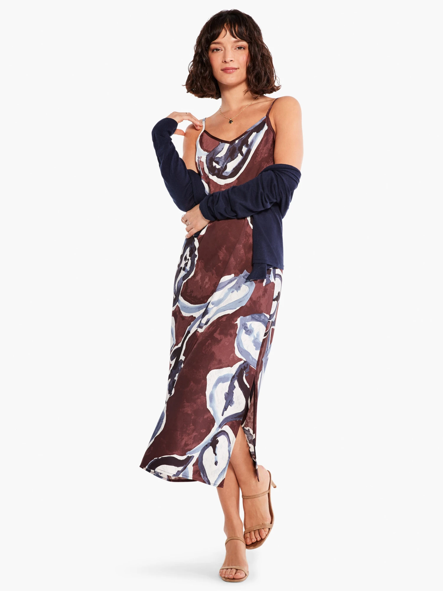 Watercolor Vines Slip Dress BROWN MULTI 4 Watercolor Vines Slip Dress BROWN MULTI - Image 2