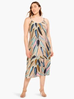 Banana Leaves Slip Dress AQUA MULTI -Apparel Sale Shop M231910WAQLPRODUCT 04