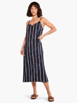 Wavy Lines Slip Dress INDIGO MULTI