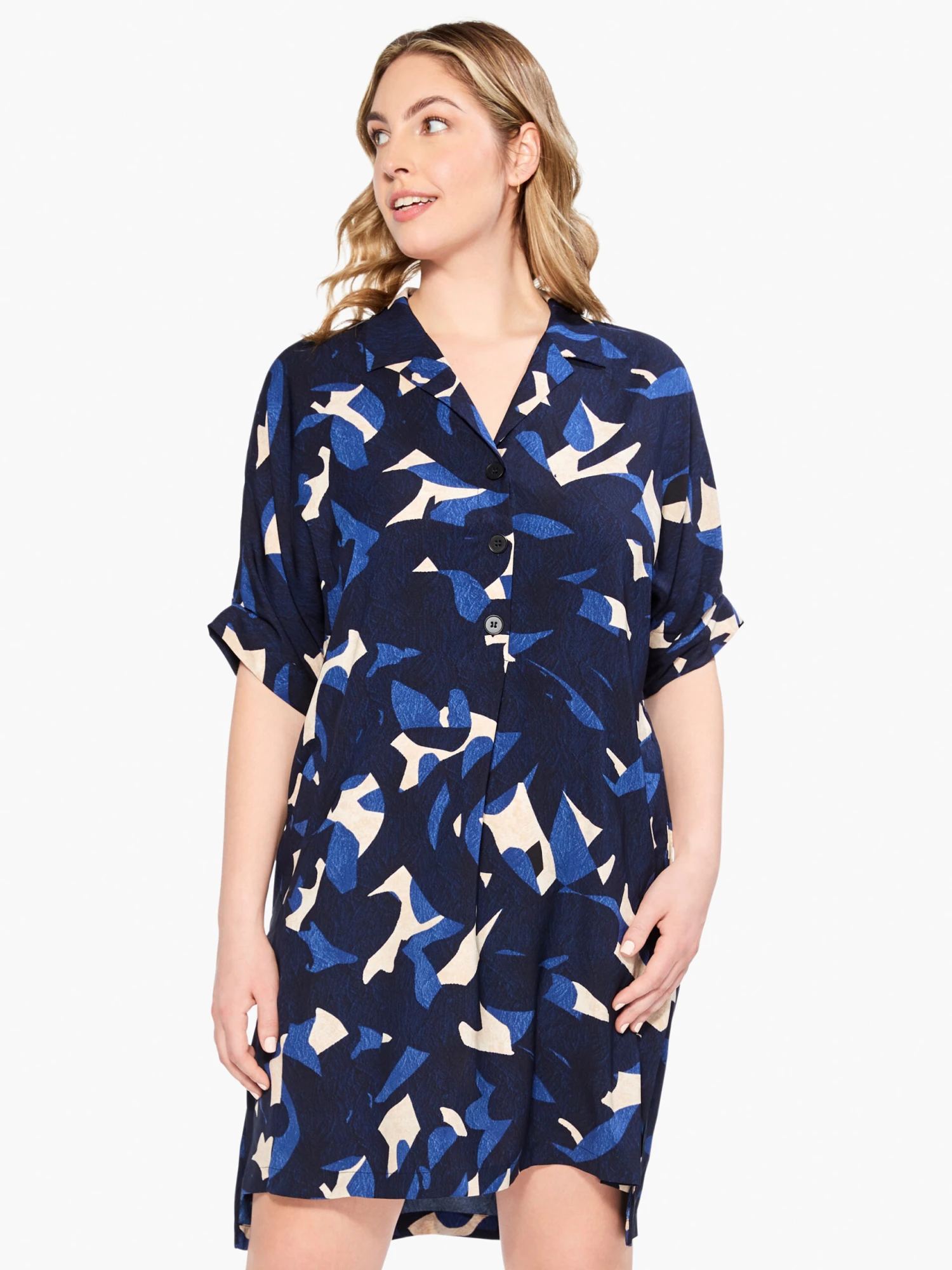 Abstract Billow Dress INDIGO MULTI 3 Abstract Billow Dress INDIGO MULTI