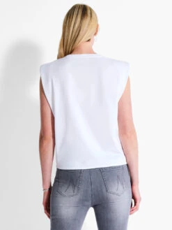 NZT Power Shoulder Crew Tank PAPER WHITE -Apparel Sale Shop NZTF232035PWHPRODUCT 03