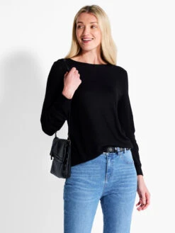 NZT Sweet Dreams Ruched Sleeve Crew Neck -Apparel Sale Shop NZTF232037BLXPRODUCT 01