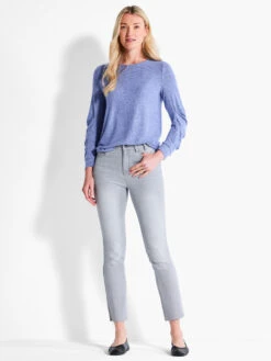NZT Sweet Dreams Ruched Sleeve Crew Neck IRIS -Apparel Sale Shop NZTF232037IRSPRODUCT 04