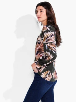 NZT Long Sleeve Fern Henley GREEN MULTI -Apparel Sale Shop NZTF232046GRIPRODUCT 02