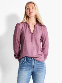 NZT Long Sleeve Henley MAHOGANY