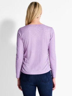 NZT Long Sleeve V-Neck Ruched Tee -Apparel Sale Shop NZTF232062CLLPRODUCT 03