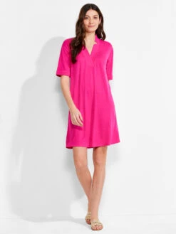NZT Short Sleeve Notched V Dress SHOCKING PINK 9 NZT Short Sleeve Notched V Dress SHOCKING PINK -Apparel Sale Shop NZTM231259SKPPRODUCT 04