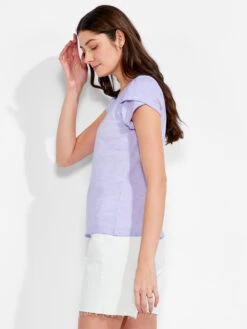 NZT Short Sleeve Tulip Sleeve Scoop Tee JUICY VIOLET -Apparel Sale Shop NZTM232014JVLPRODUCT 02