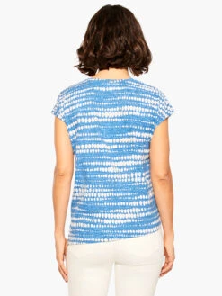 NZT Dotty Lines Short Sleeve Crew Assymetrical Tee BLUE MULTI -Apparel Sale Shop NZTM232024BLTPRODUCT 03