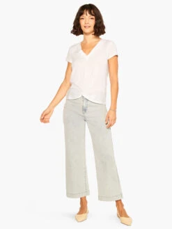 NZT Short Sleeve Knotted V Tee PAPER WHITE -Apparel Sale Shop NZTM232028PWHPRODUCT 04