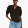 NZT Elbow Sleeve Split Neck Tee -Apparel Sale Shop NZTM232030BLXPRODUCT 01