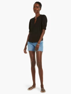 NZT Elbow Sleeve Split Neck Tee -Apparel Sale Shop NZTM232030BLXPRODUCT 04