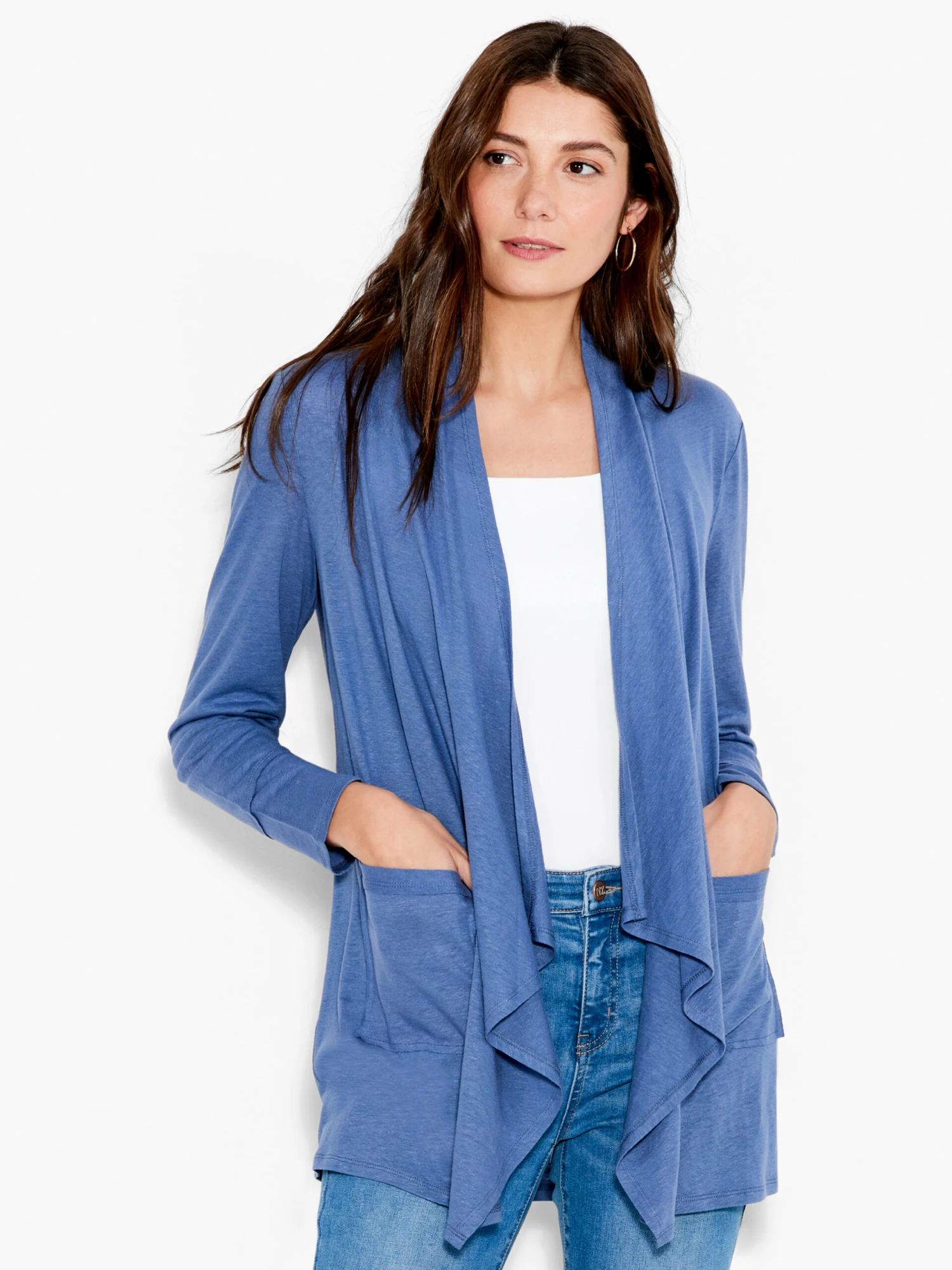 NZT Long Sleeve Drape Cardigan HARBOR BLUE 3 NZT Long Sleeve Drape Cardigan HARBOR BLUE