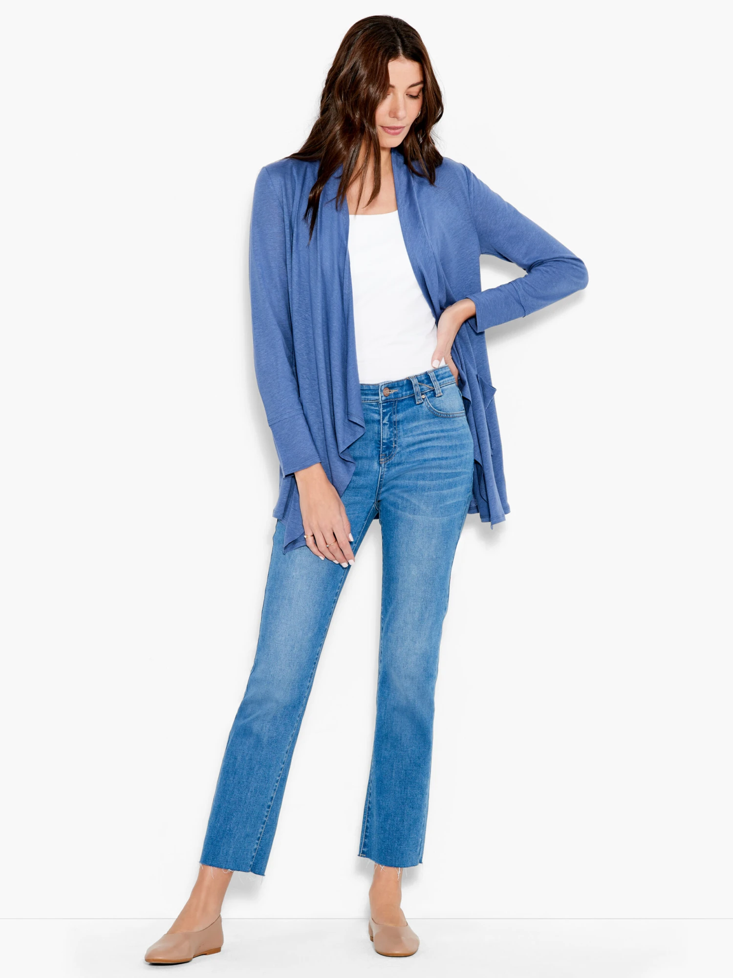 NZT Long Sleeve Drape Cardigan HARBOR BLUE 6 NZT Long Sleeve Drape Cardigan HARBOR BLUE - Image 4