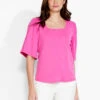 NZT Square Neck Flutter Sleeve Tee FREESIA -Apparel Sale Shop NZTS231017FREPRODUCT 01