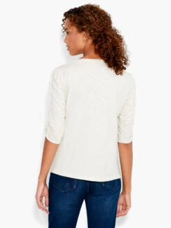 NZT Ruched Elbow Sleeve Split Neck -Apparel Sale Shop NZTS231026CBSPRODUCT 03