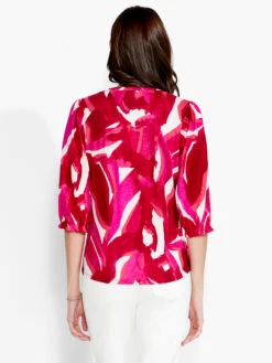 NZT Blooms 3/4 Sleeve Split Neck Tee PINK MULTI -Apparel Sale Shop NZTS231028PKMPRODUCT 03