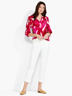 NZT Blooms 3/4 Sleeve Split Neck Tee PINK MULTI -Apparel Sale Shop NZTS231028PKMPRODUCT 04