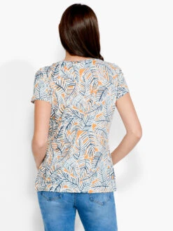 NZT Palm Short Sleeve V Tee ORANGE MULTI -Apparel Sale Shop NZTS231039ORMPRODUCT 03