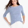 NZT 3/4 Sleeve Stripe Boat Tee -Apparel Sale Shop NZTS231073BLTPRODUCT 01