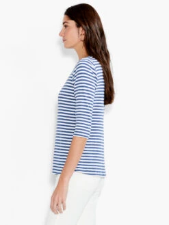 NZT 3/4 Sleeve Stripe Boat Tee -Apparel Sale Shop NZTS231073BLTPRODUCT 02