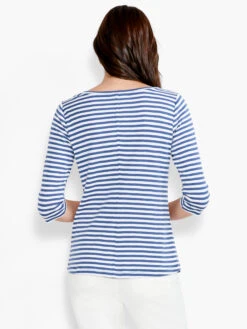 NZT 3/4 Sleeve Stripe Boat Tee -Apparel Sale Shop NZTS231073BLTPRODUCT 03