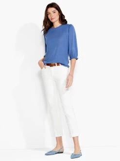 NZT Crew Neck 3/4 Pleated Sleeve Tee HARBOR BLUE -Apparel Sale Shop NZTS231088HBBPRODUCT 04