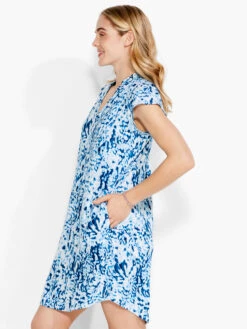 NZT Short Sleeve Daydream Ruffle V Dress BLUE MULTI -Apparel Sale Shop NZTS231230BLTPRODUCT 02