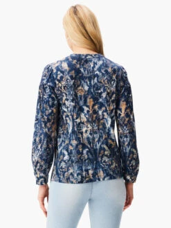 NZT Long Sleeve Watercolor Damask Henley Tee BLUE MULTI -Apparel Sale Shop NZTW232057BLTPRODUCT 03