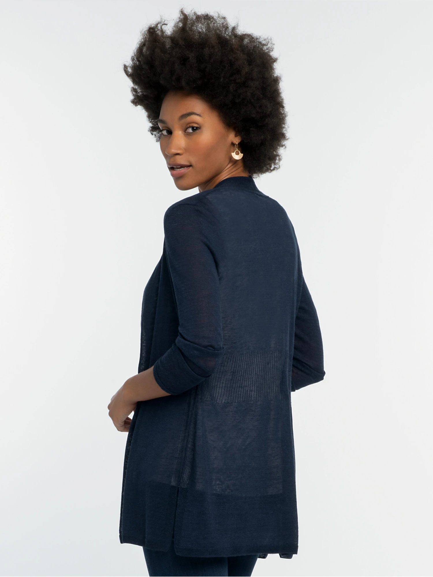 Lightweight Long Back Of The Chair Cardigan DARK INDIGO 4 Lightweight Long Back Of The Chair Cardigan DARK INDIGO - Image 2