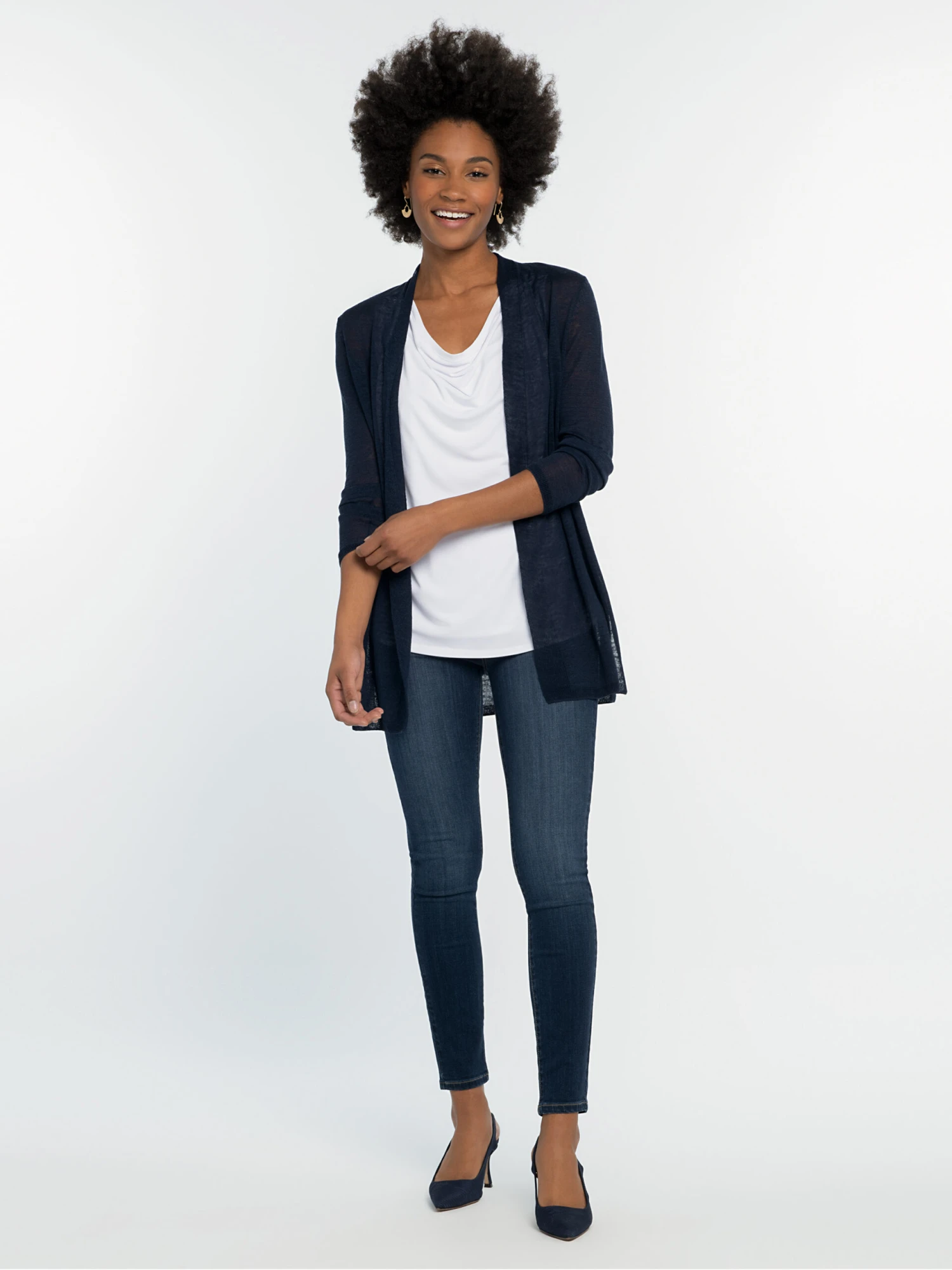 Lightweight Long Back Of The Chair Cardigan DARK INDIGO 6 Lightweight Long Back Of The Chair Cardigan DARK INDIGO - Image 4