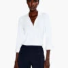 Drapey Rib Collared Top PAPER WHITE -Apparel Sale Shop S231049PWHPRODUCT 01
