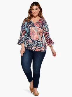 Batik Stamp Top INDIGO MULTI -Apparel Sale Shop S231062WIMIPRODUCT 04