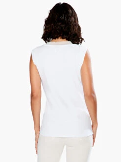 Drapey Rib Mesh Trim Tank PAPER WHITE -Apparel Sale Shop S231068PWHPRODUCT 03