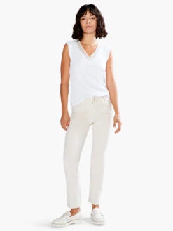 Drapey Rib Mesh Trim Tank PAPER WHITE -Apparel Sale Shop S231068PWHPRODUCT 04