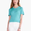 Crew Neck Short Sleeve Sweater Tee AQUA -Apparel Sale Shop S231101AQUPRODUCT 01