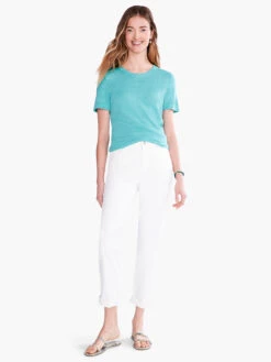 Crew Neck Short Sleeve Sweater Tee AQUA 9 Crew Neck Short Sleeve Sweater Tee AQUA -Apparel Sale Shop S231101AQUPRODUCT 04