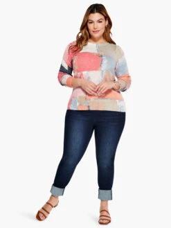 Printed Geo Sweater PINK MULTI -Apparel Sale Shop S231113WPKMPRODUCT 04